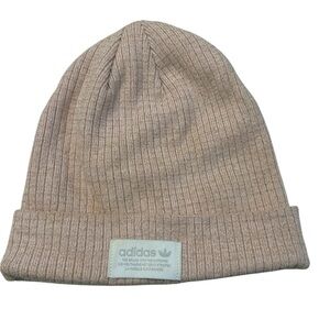 Adidas Beige Ribbed Knit Beanie